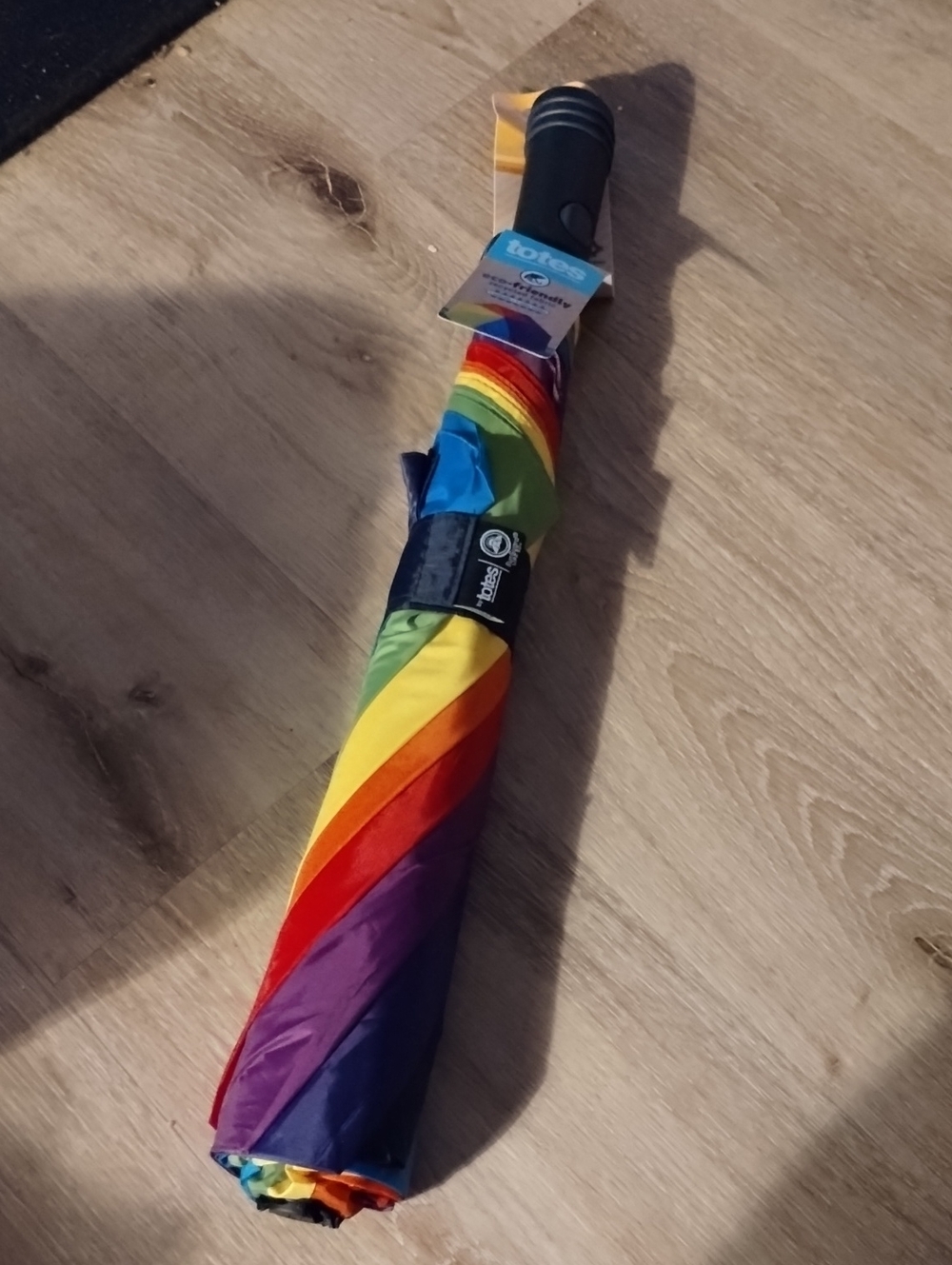 totes Rainbow Striped Compact Umbrella